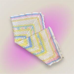 Handmade Vintage 90’s Multicolored Crochet Baby Blanket Throw